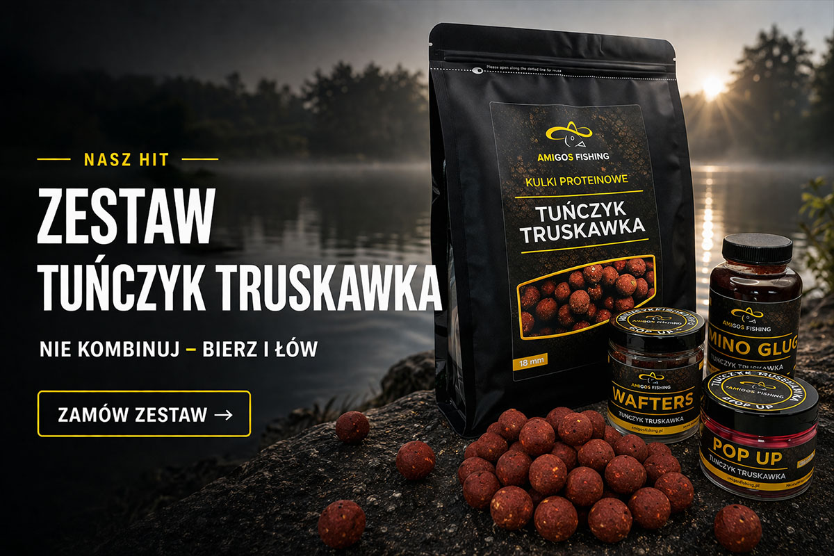 Zestaw kulki proteinowe 18mm Tuńczyk Truskawka Amigos Fishing